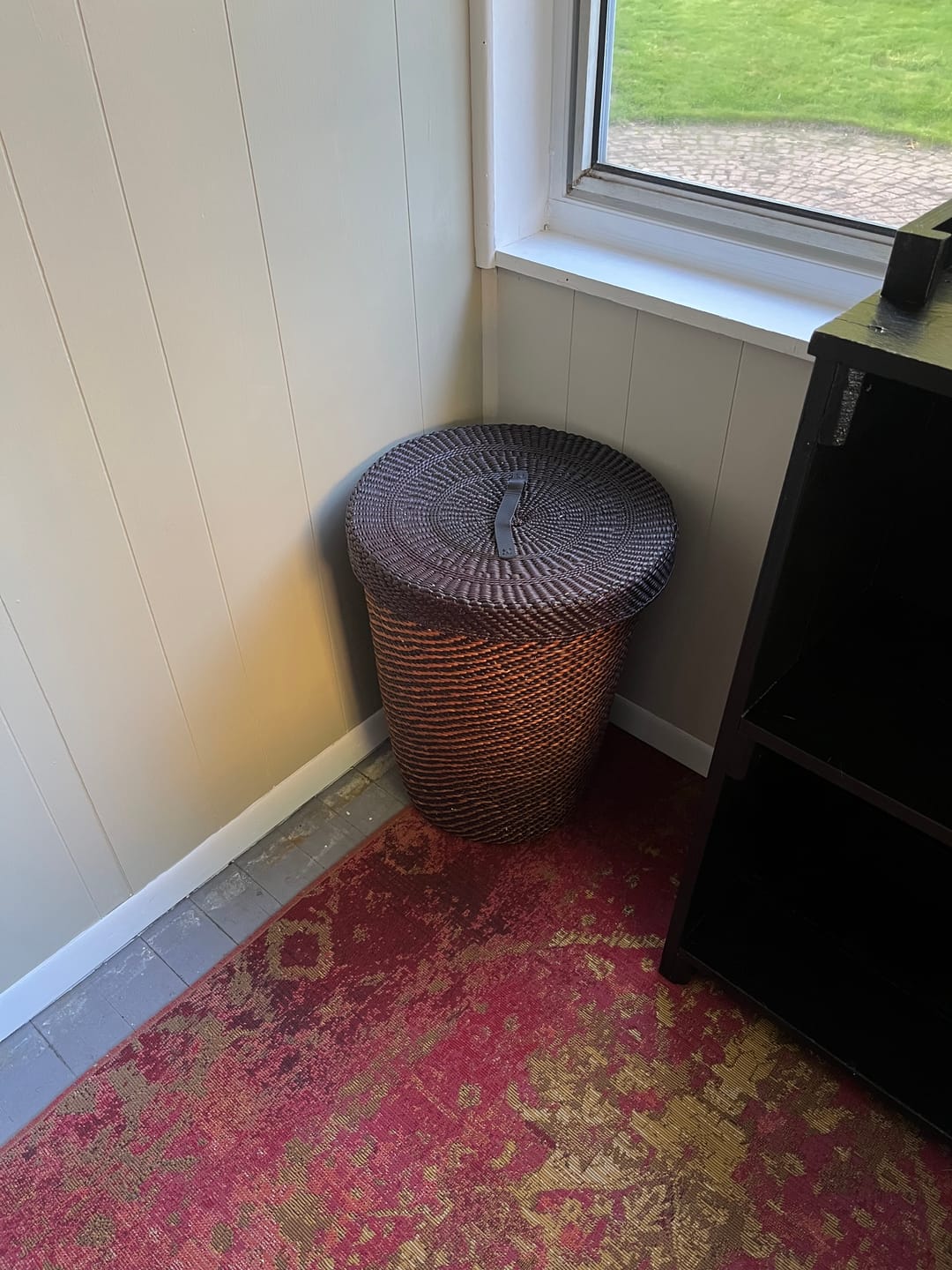 Customer photo review of Large Black & Brown Milulu Reed Lidded Hamper - One of a Kind