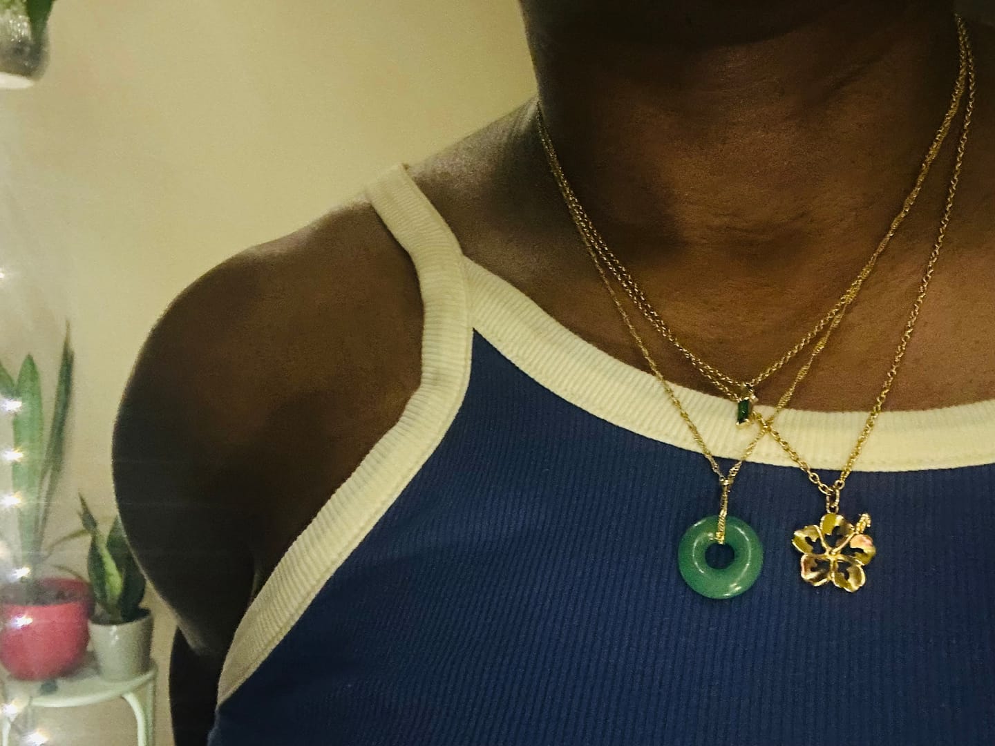 Customer photo review of Jade Coin Necklace