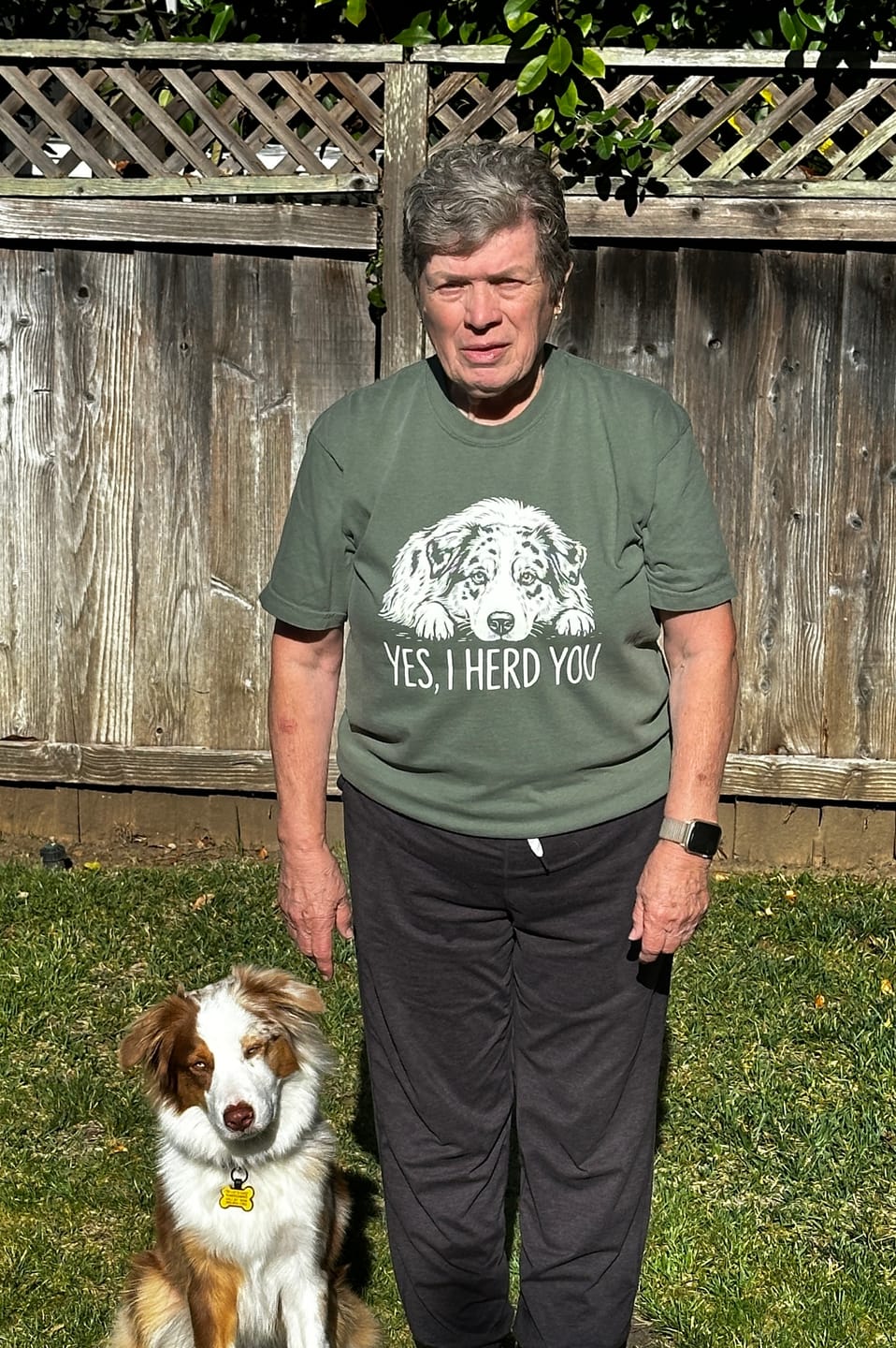 Customer photo review of Australian Shepherd Herd You T-Shirt