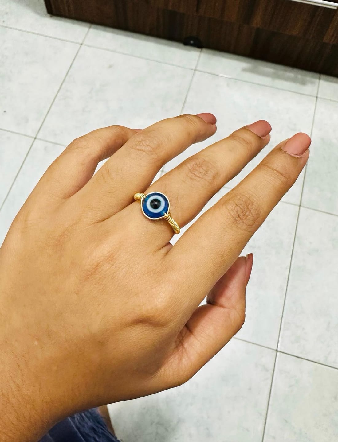 Customer photo review of Blue Evil Eye Ring