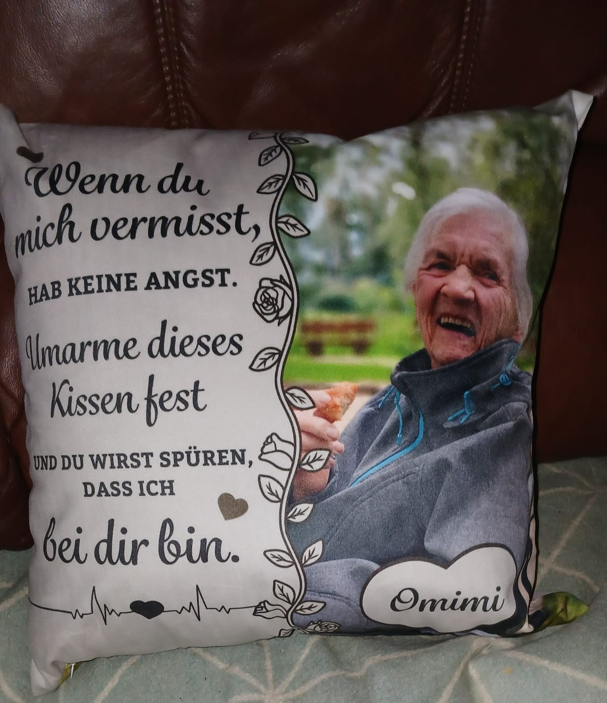 Customer photo review of Wenn du mich vermisst - Personalisiertes Kissen