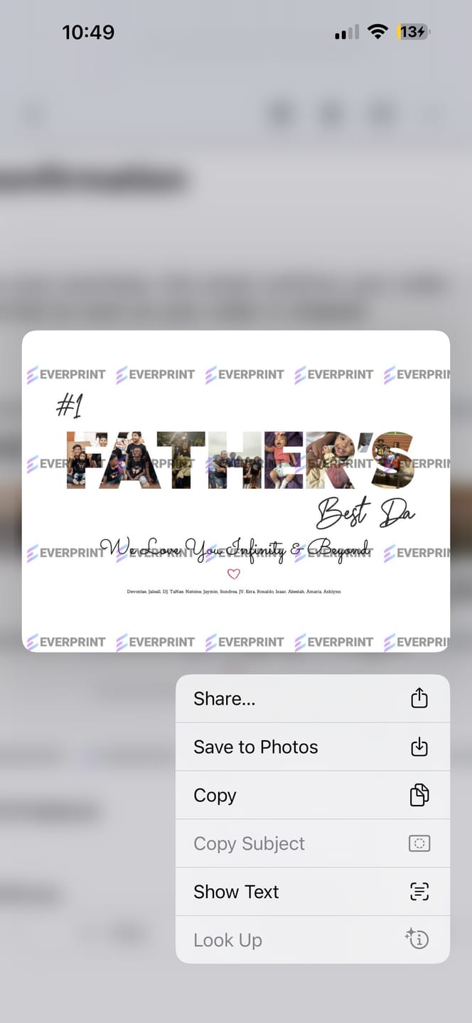 Customer photo review of Happy Father's Day - Personalized Poster