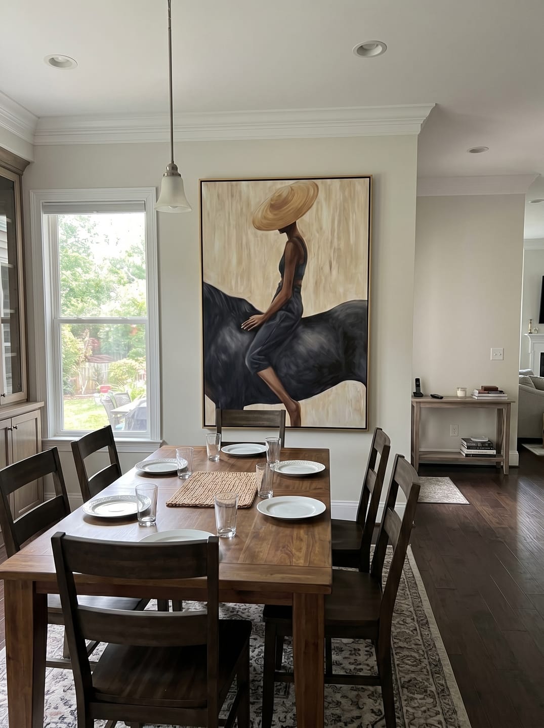 Customer photo review of Grace in the Wild - Modern Fashion Black Horse & Woman Painting | Luxury Minimalist Living Room Art