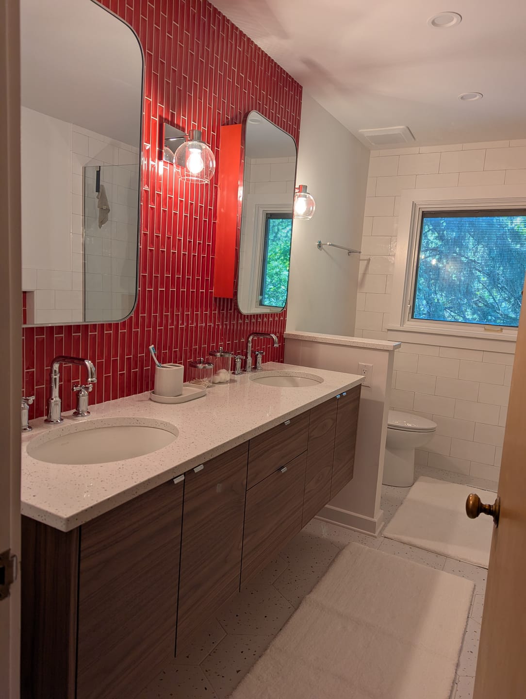 Customer photo review of Austin Stainless 72" Wall Mount American Black Walnut Bathroom Vanity, Double Sink