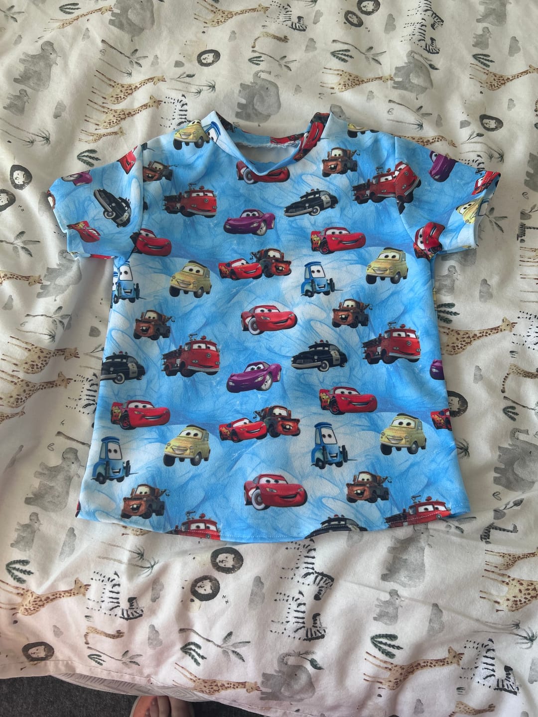 Customer photo review of Car Printed Scuba Crepe Jersey Fabric 4 Way Stretch