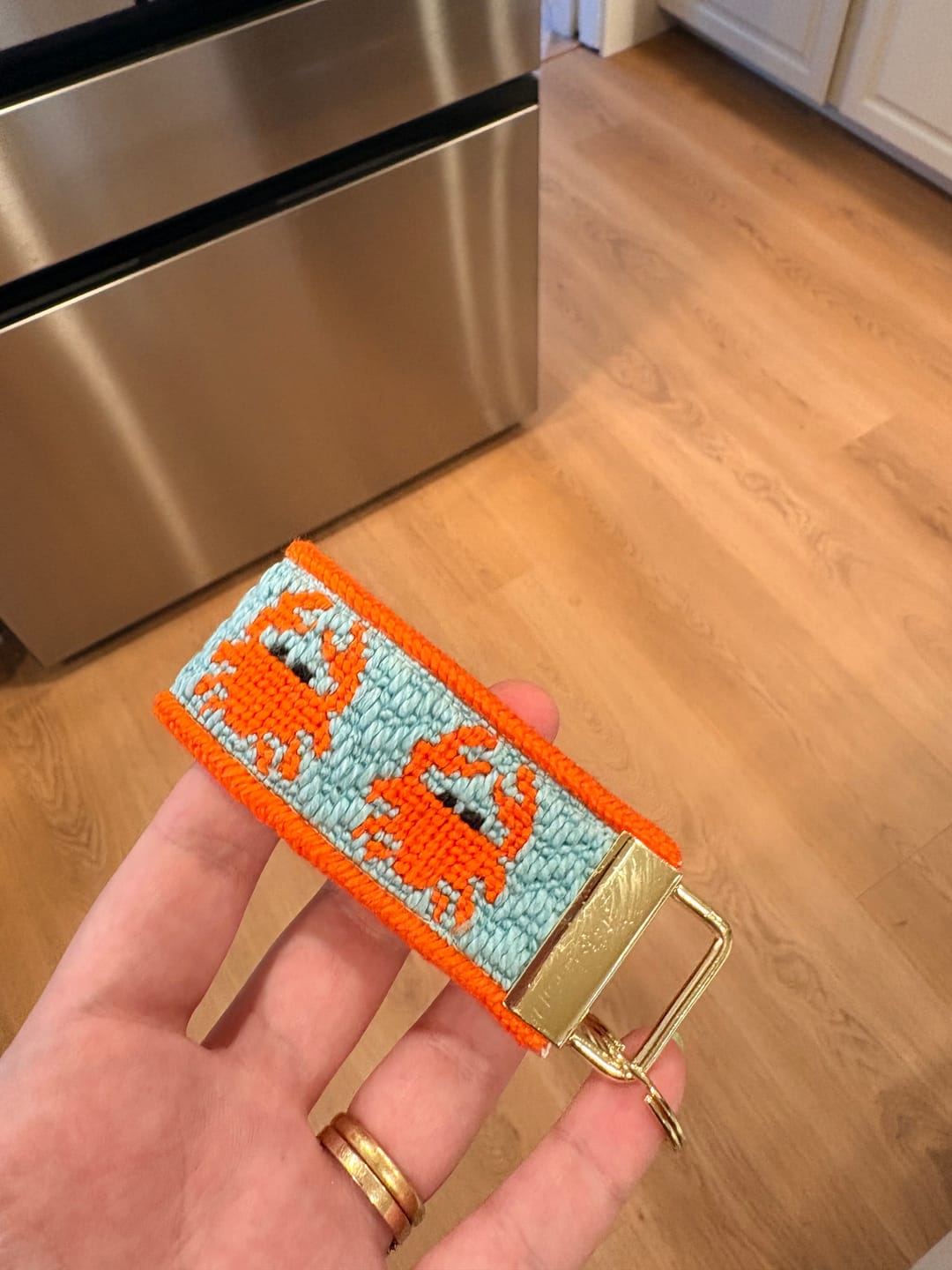 Customer photo review of Crabs Key Fob Needlepoint Kit