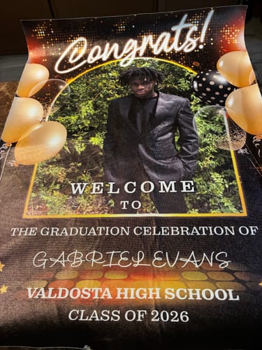 Customer photo review of Personalized Graduation Welcome Sign Canvas - Custom Photo Graduation Gifts