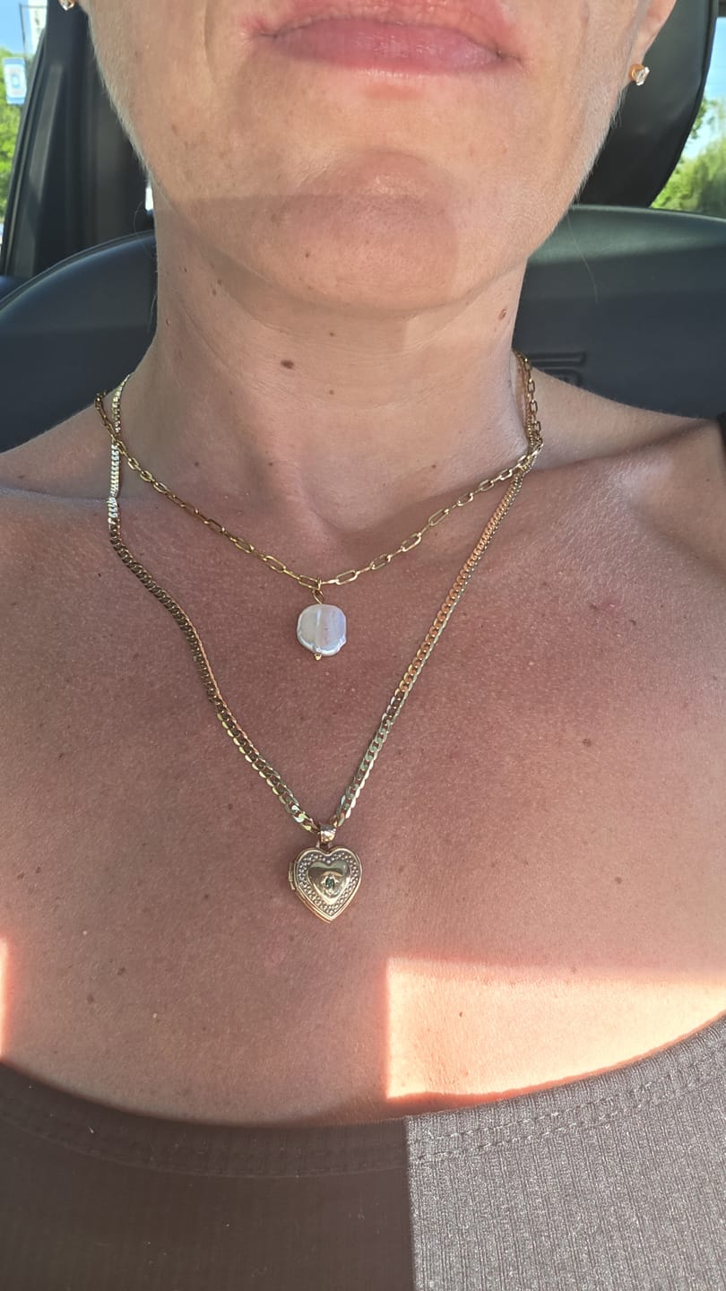 Customer photo review of Hanalei Pearl Coin Paperclip Necklace (Bundle)
