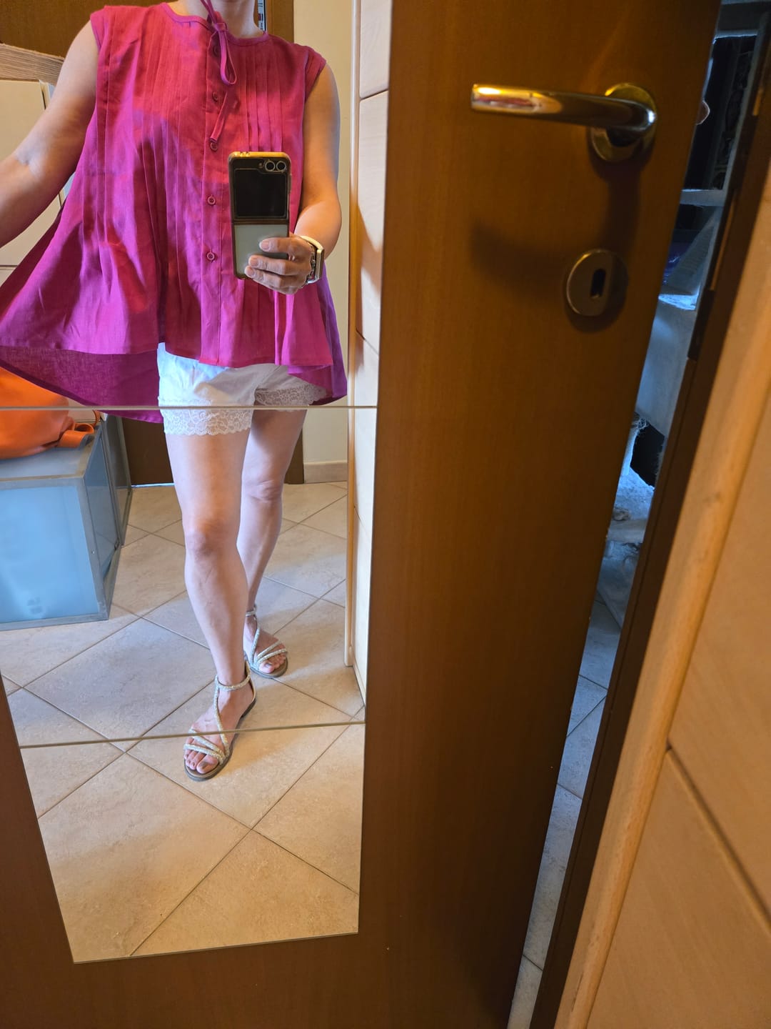 Customer photo review of Cyclamen Architectural Linen Sleeveless Shirt