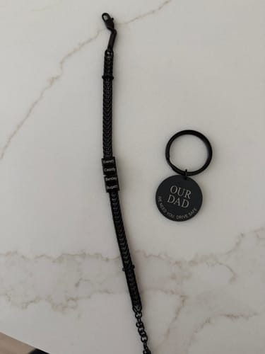 Customer photo review of Dan Bracelet With Kids’ Names- Black