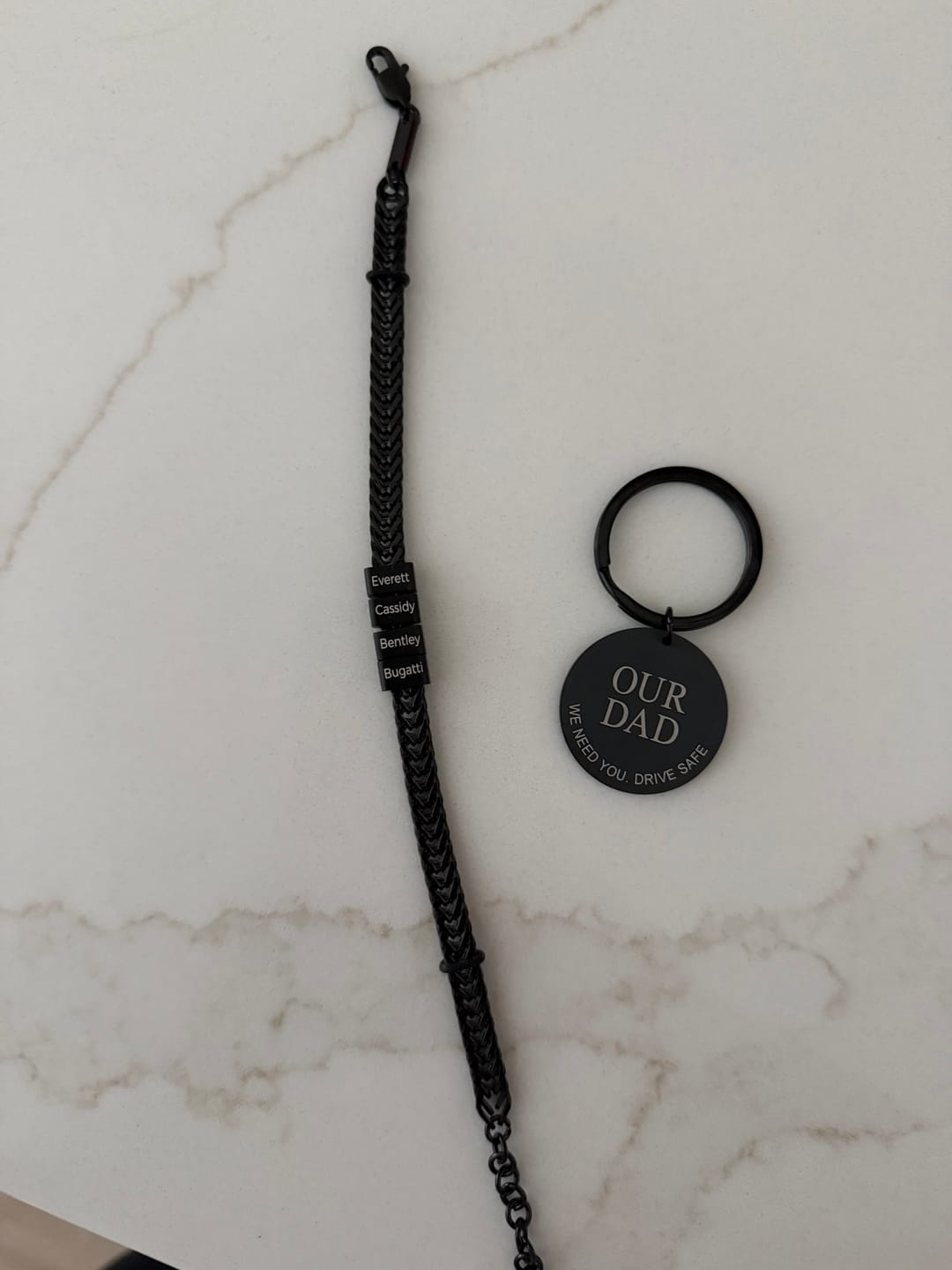 Customer photo review of Dan Bracelet With Kids’ Names- Black