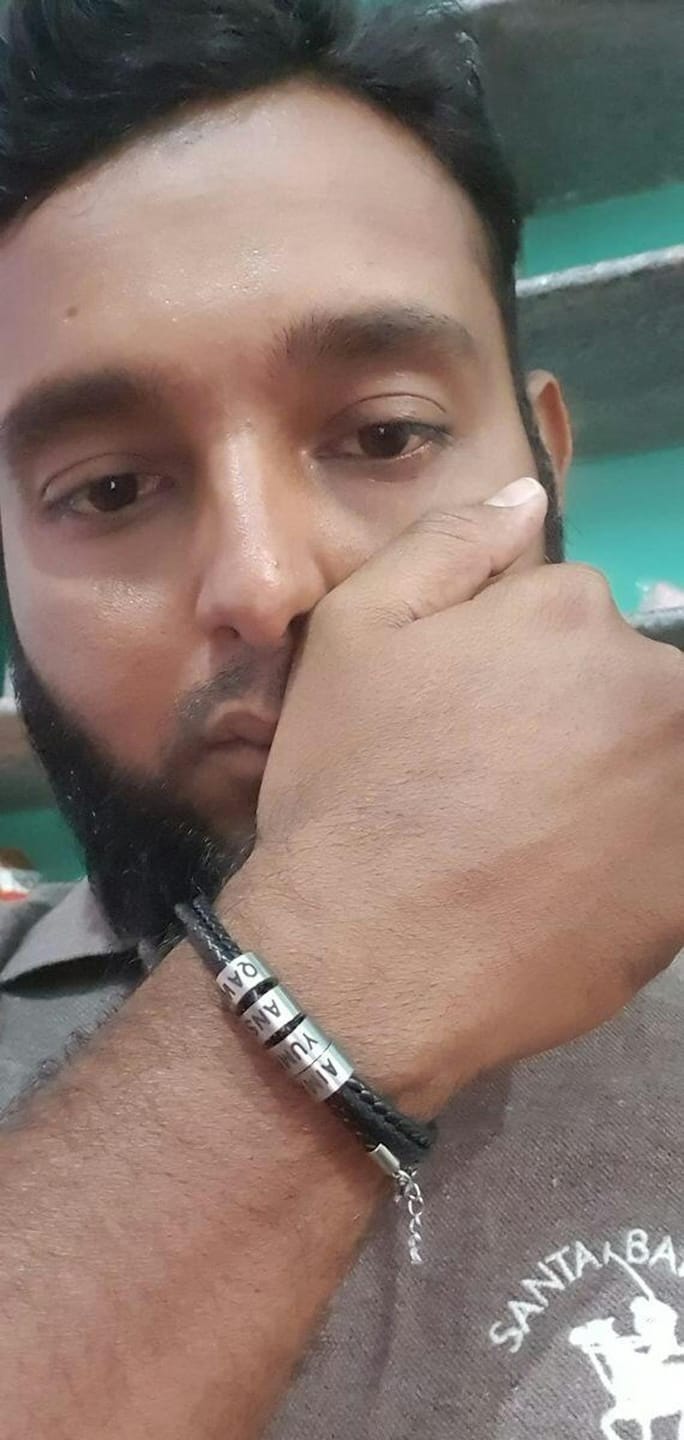 Customer photo review of Braided Leather Bracelet with Beads