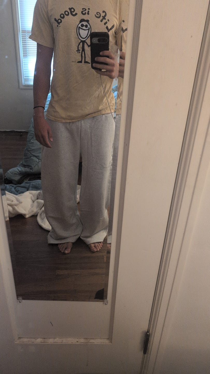 Customer photo review of Cloud Grey Baggy Sweatpants