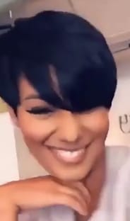 Customer photo review of Luvwin Classic Pixie Cut Style Wig With Layered Bangs For Black Women