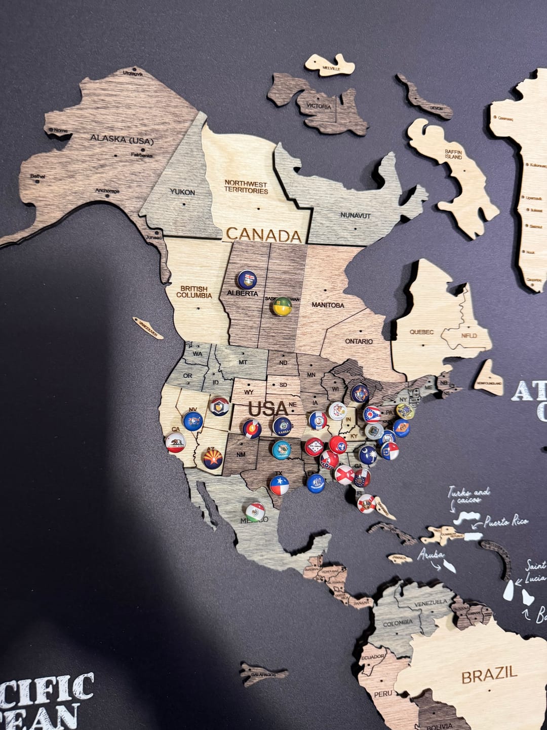 Customer photo review of 3D Wooden Panel World Map - Smokey