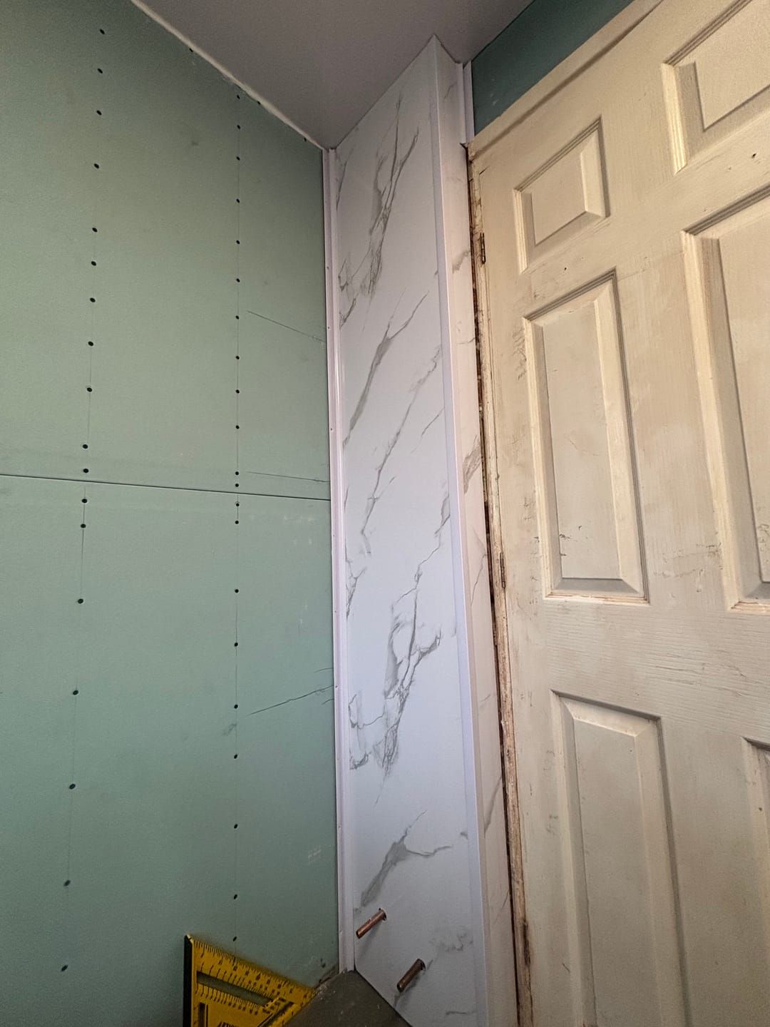 Customer photo review of Shower Wall Panel Waterproof Bathroom Cladding - Carrara White Marble Gloss Premium 1m x 2.4m