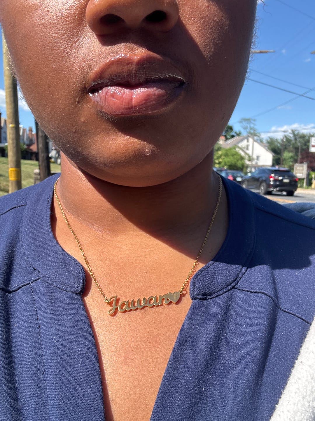 Customer photo review of Name Heart Necklace