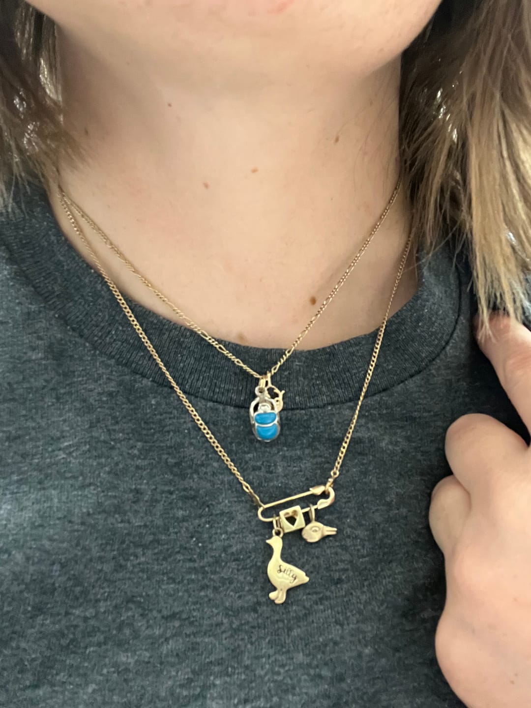 Customer photo review of 14K Single Safety Pin