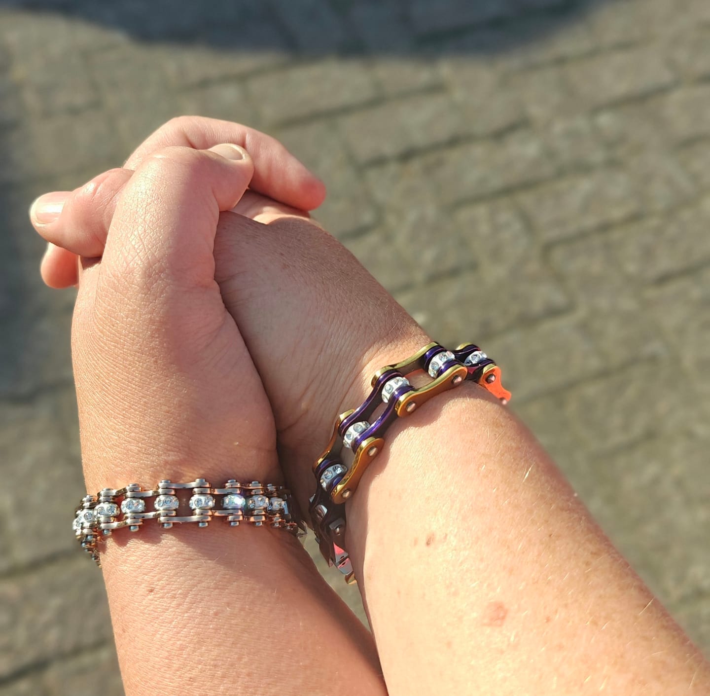Customer photo review of Cycolinks Gold/Candy Blue Crystal Bracelet