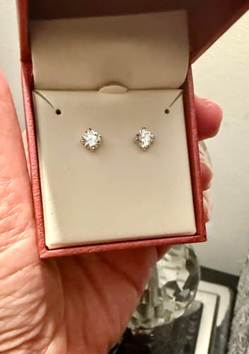 Customer photo review of Solitaire CZ Stud Earrings in Sterling Silver