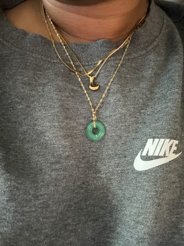 Customer photo review of Jade Coin Necklace