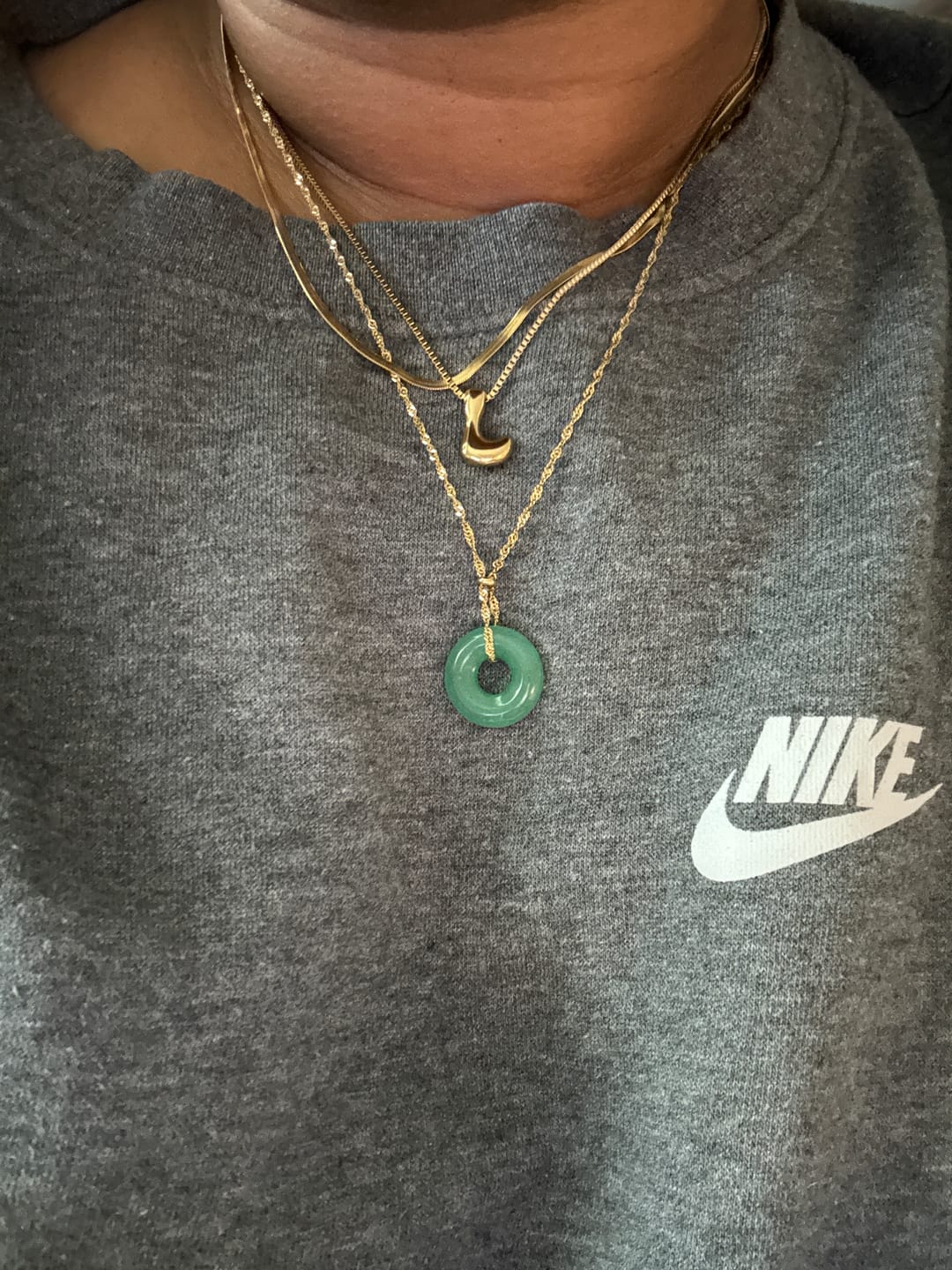 Customer photo review of Jade Coin Necklace