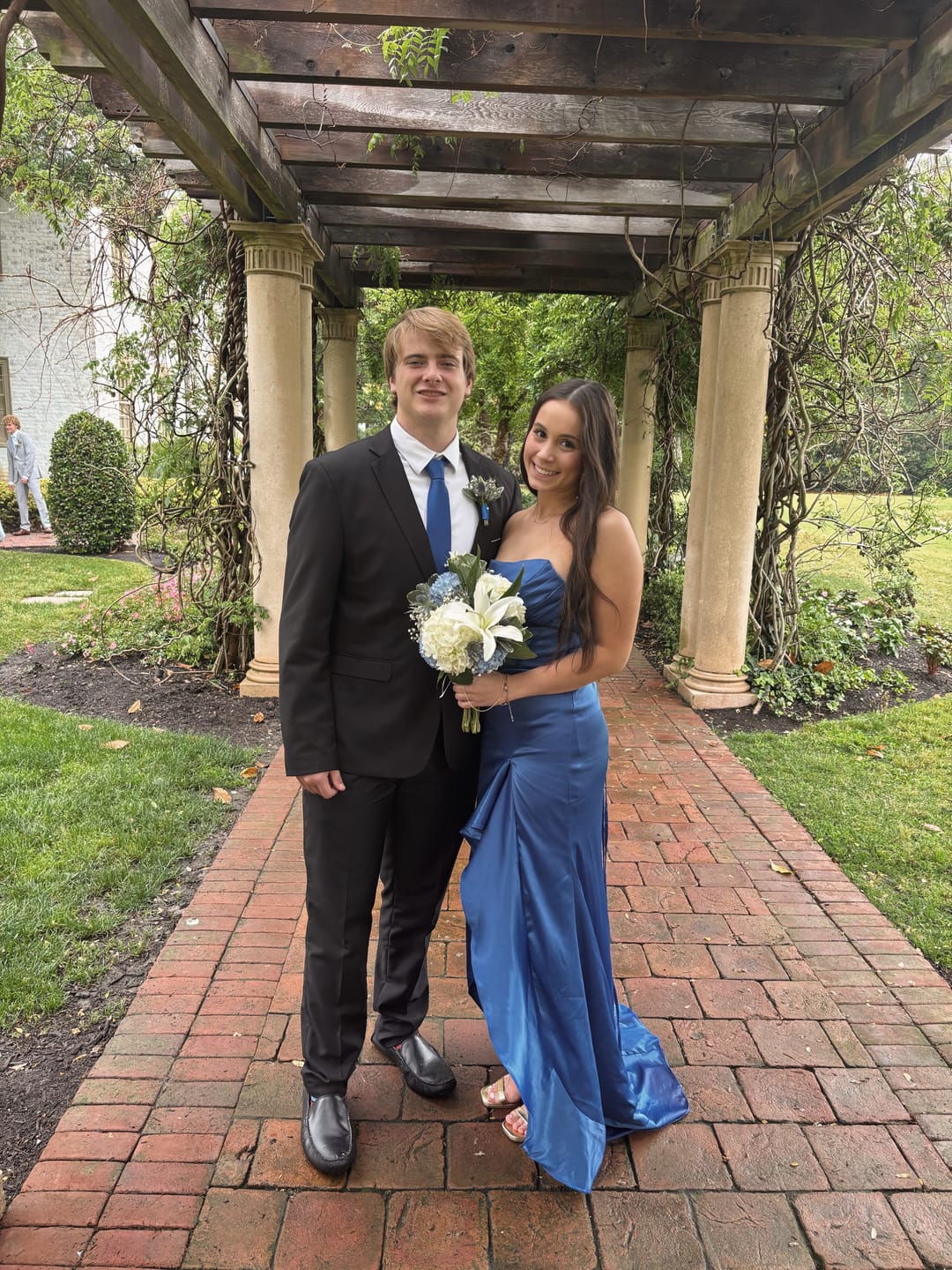 Customer photo review of Strapless Yellow Ruffled Hem Long Dress with Slit