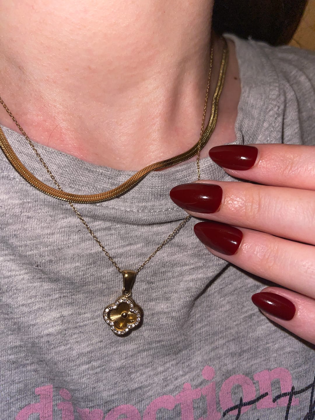 Customer photo review of Framed Golden Lucky Leaf Clover Kette 14K Vergoldet
