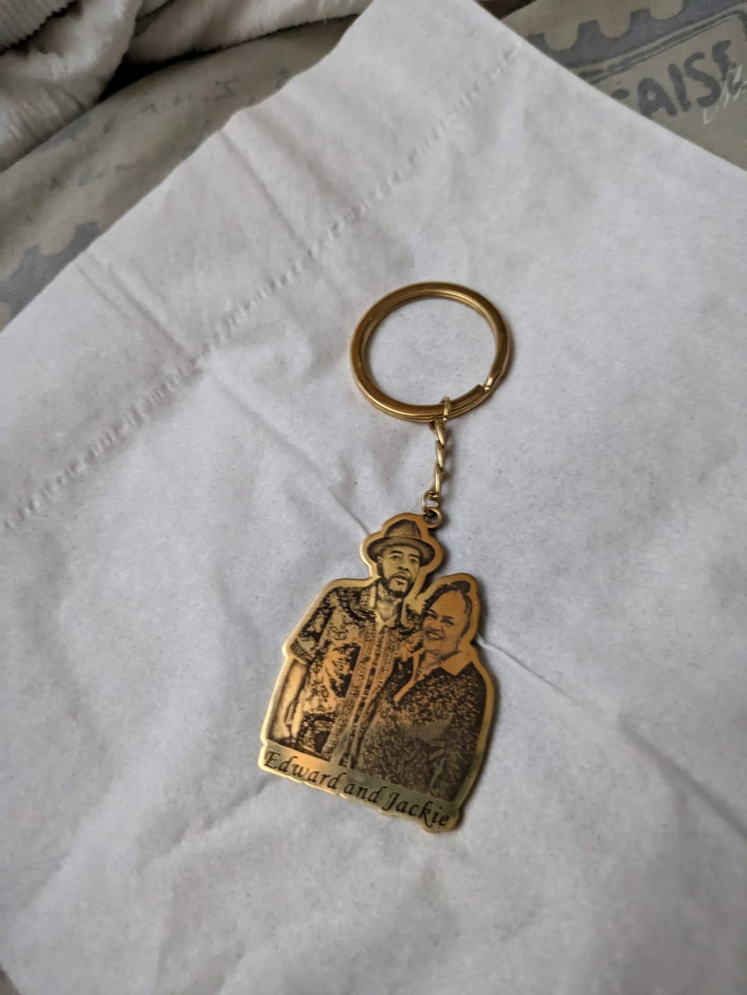 Customer photo review of Custom Photo Engraved Keychain