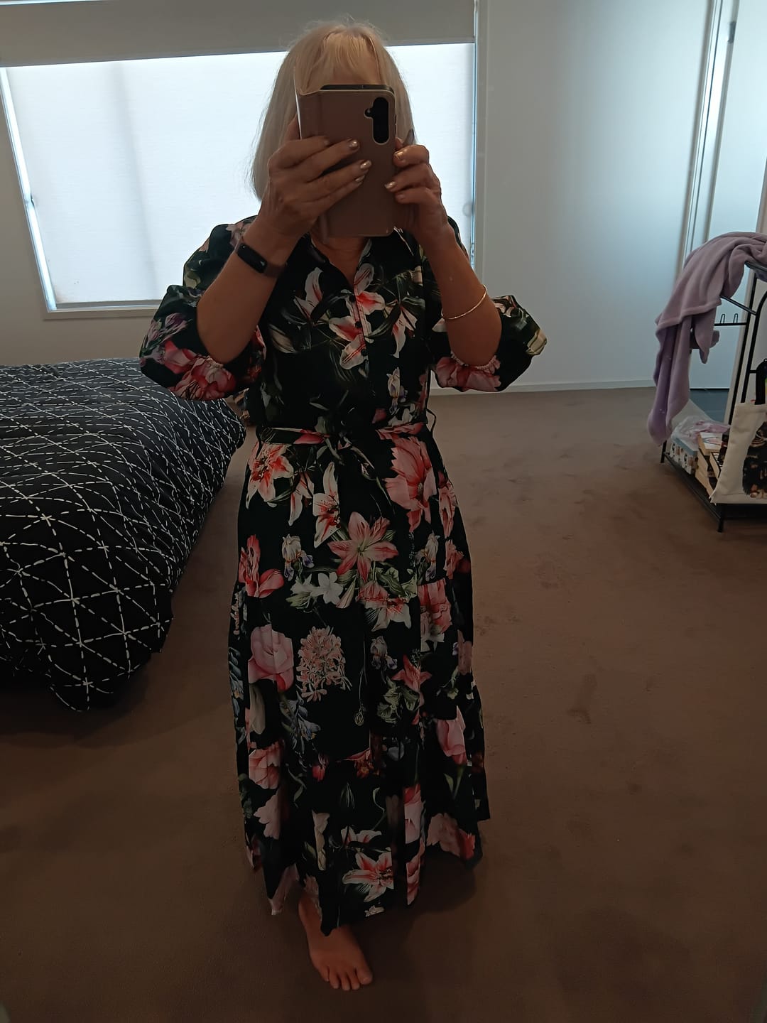 Customer photo review of Love Song Maxi Dress in Green with Blush Floral