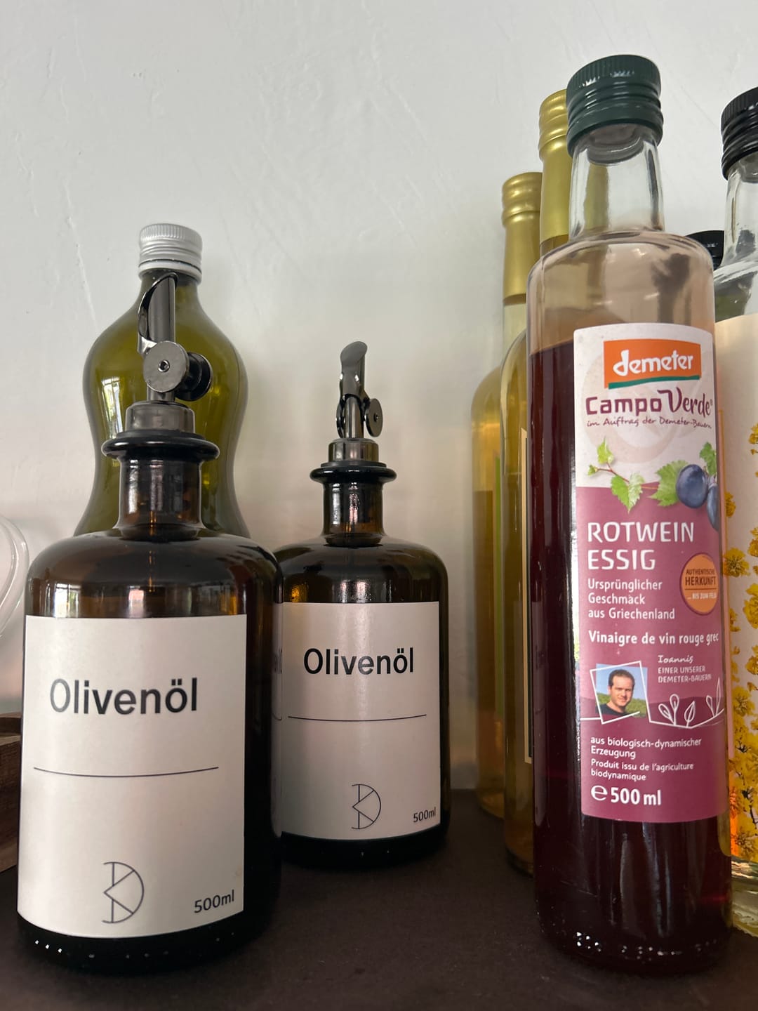 Customer photo review of Ölflasche aus Braunglas – 500 ml mit Edelstahl-Ausgießer & UV-Schutz