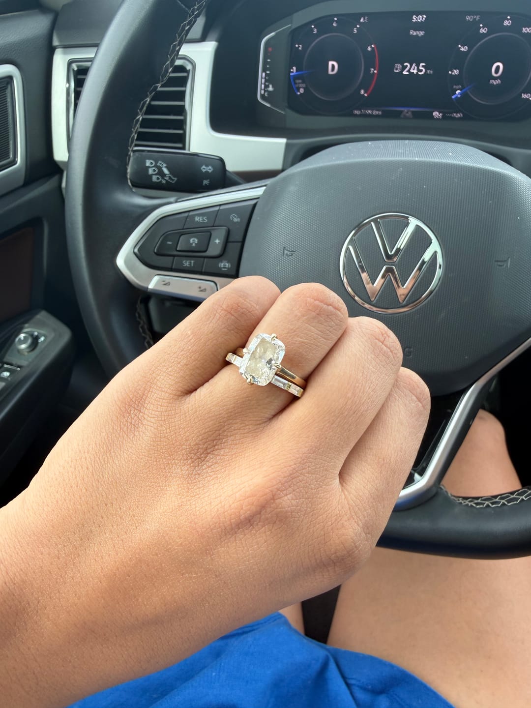 Customer photo review of 1.2Ct Open Emerald Cut Half Wedding Band In Sterling Silver