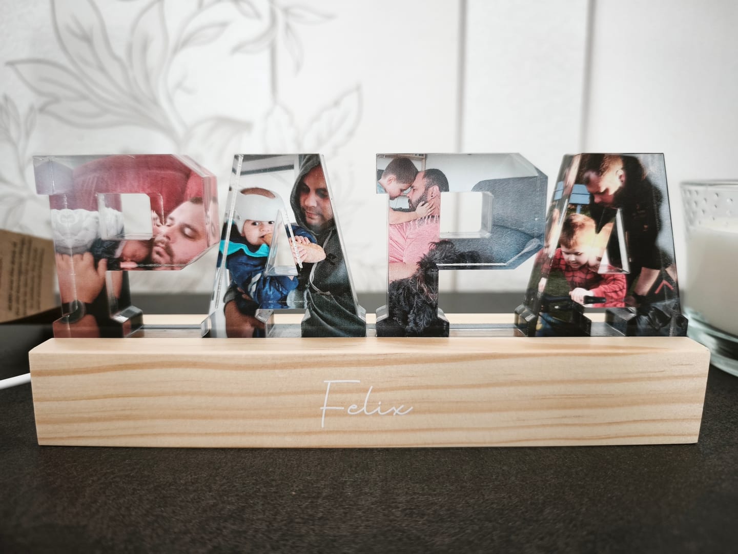 Customer photo review of PAPA - Personalisiertes LED Licht mit Fotoupload und Namen der Kinder