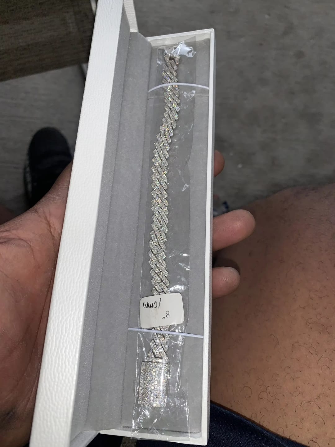 Customer photo review of 10MM 2 Rows Full VVS Moissanite Edge Cuban Link Chain