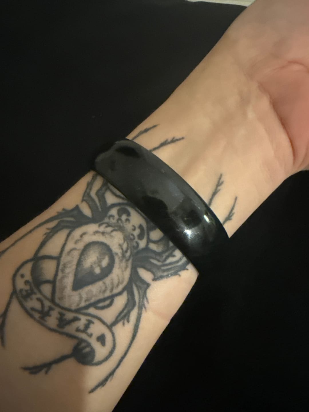 Customer photo review of Natural Black Green Jade Bracelet