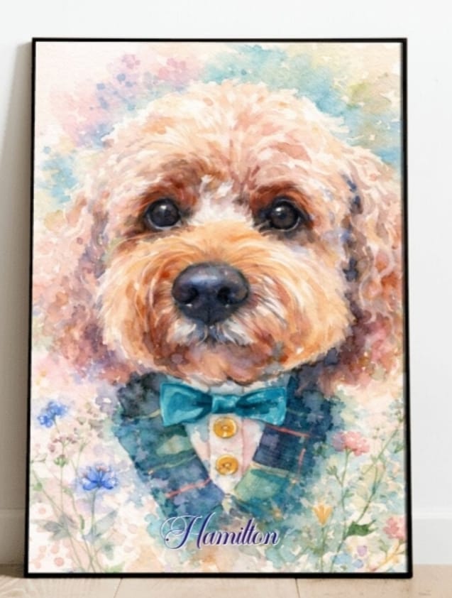 Customer photo review of Personalised Poster With Dog or Cat - Watercolour