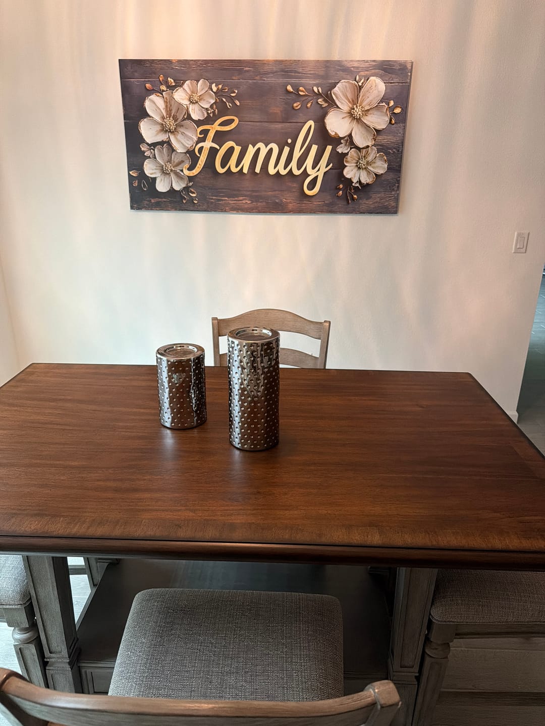 Customer photo review of Rustic Family Canvas – Farmhouse Style Wall Decor with Floral Accents