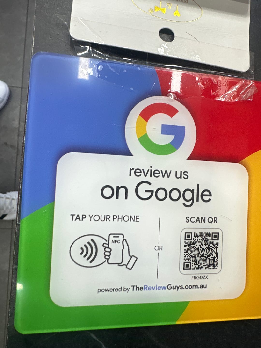 Customer photo review of Google Review NFC Plate +  QR Code