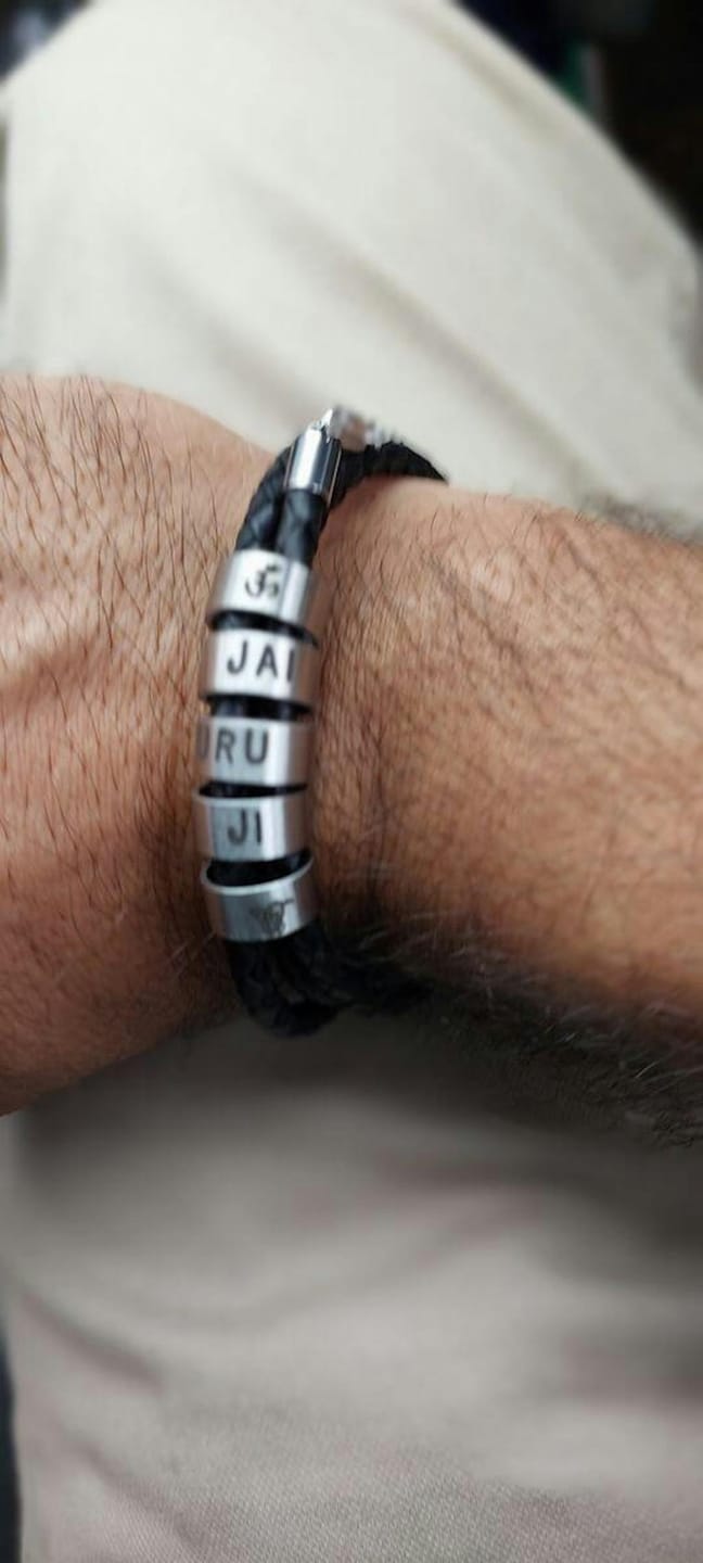Customer photo review of Braided Leather Bracelet with Beads