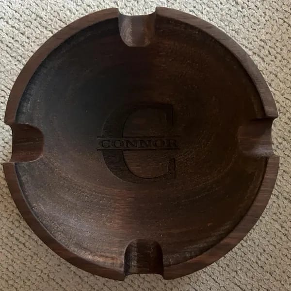 Customer photo review of Personalized Name Walnut Cigar Ash Tray for Dad,Grandpa,Boyfriend,Friend