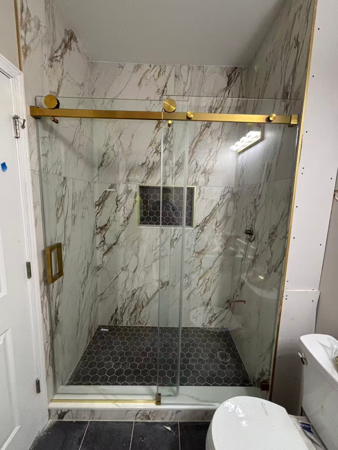 Customer photo review of Soft-Closing Single Sliding Frameless Shower Door - SS08