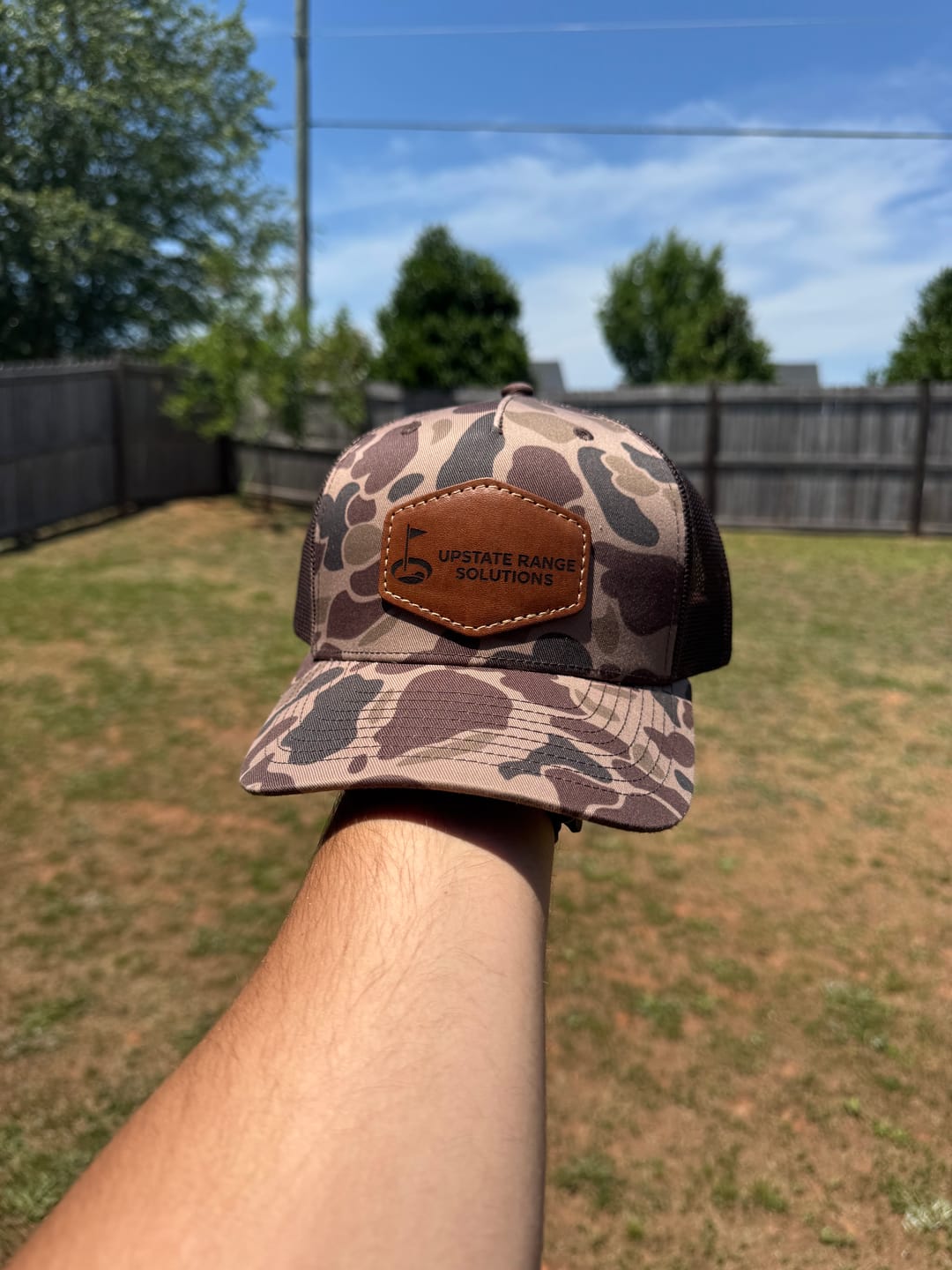 Customer photo review of Richardson 112PFP Camo Custom Leather Patch Hat