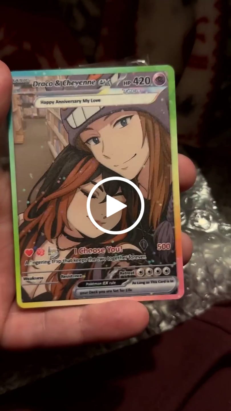 Customer video review of Custom Pokémon Cards with Anime Picture, Personalized Poke Cards Animated Style Gifts for Him and Her - CPC-04.B