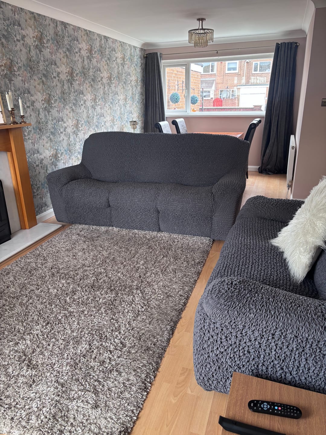 Customer photo review of 3 Seater Recliner Sofa Cover - Charcoal, Microfibra
