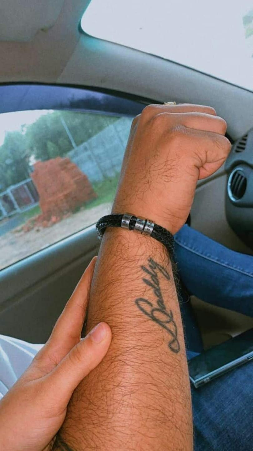 Customer photo review of Braided Leather Bracelet with Beads