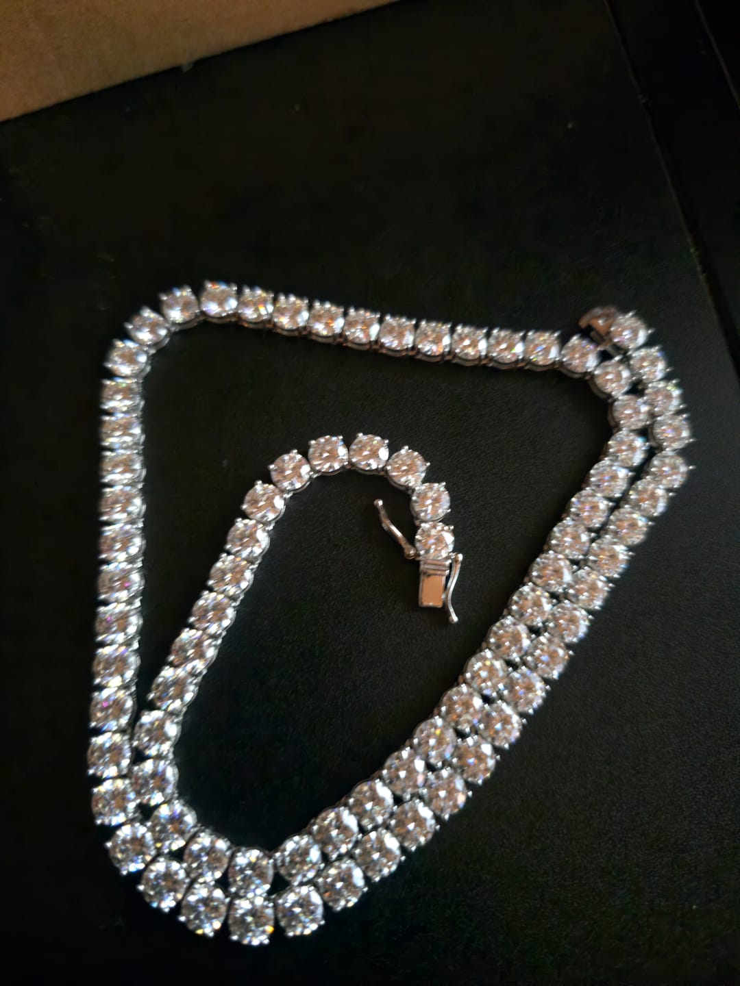 Customer photo review of 3MM VVS1 Moissanite Tennis Chain 16K Gold Plated