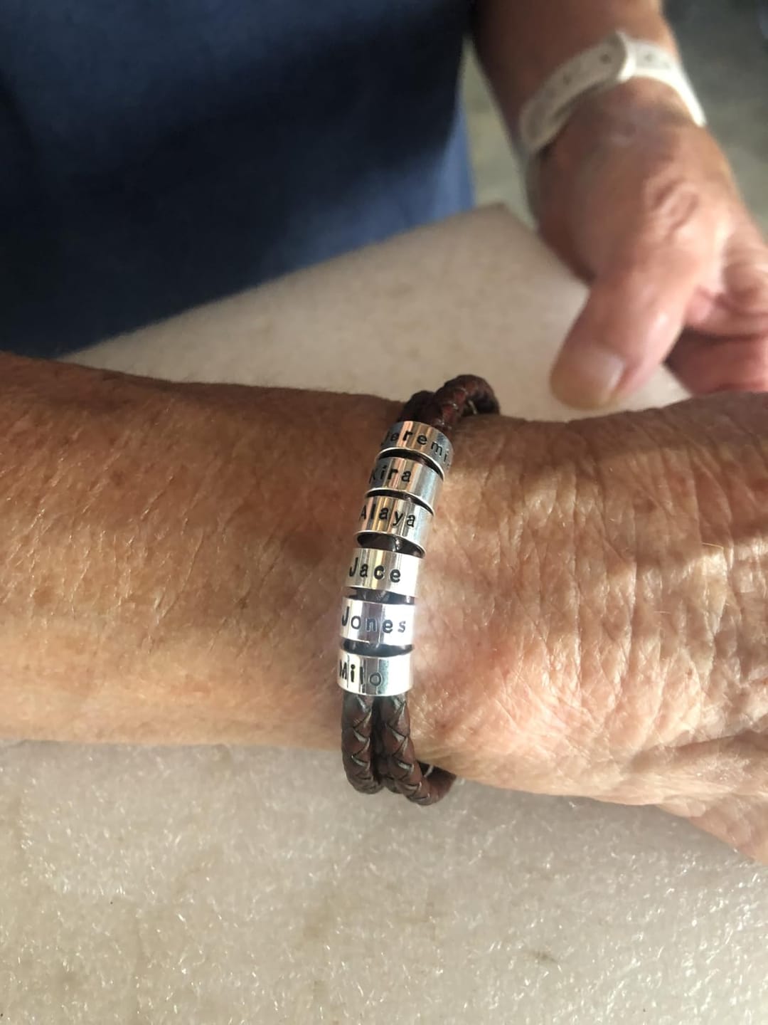 Customer photo review of Braided Leather Bracelet with Beads