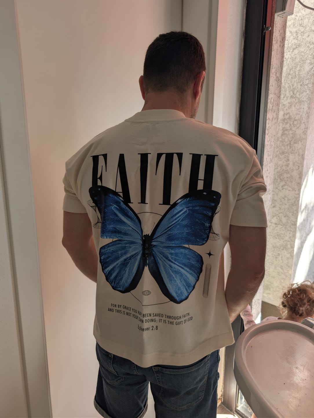 Customer photo review of Faith (backprint) - Premium Oversized Shirt