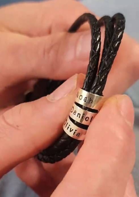 Customer photo review of Braided Leather Bracelet with Beads