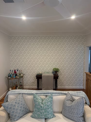 Cottage Garden in Light Blue Wallpaper in a customer's home - verified photo review
